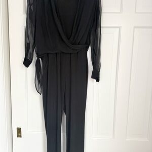 Kobi Halperin Sheer Sleeve Black Jumpsuit